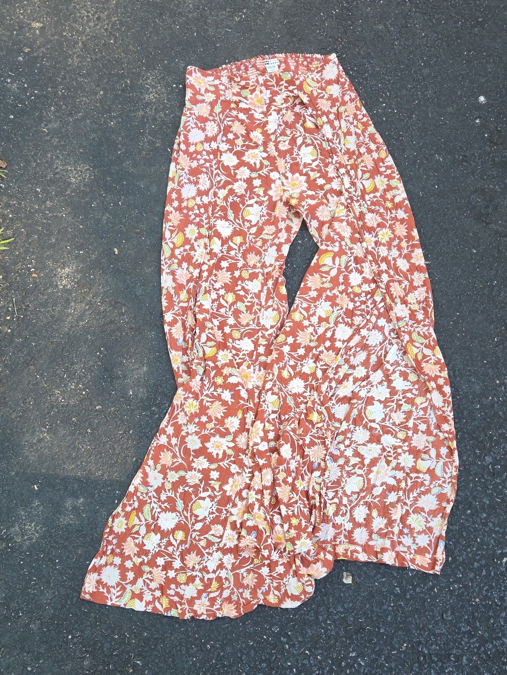Billabong Wide-Leg Split Bottoms - Rust Floral